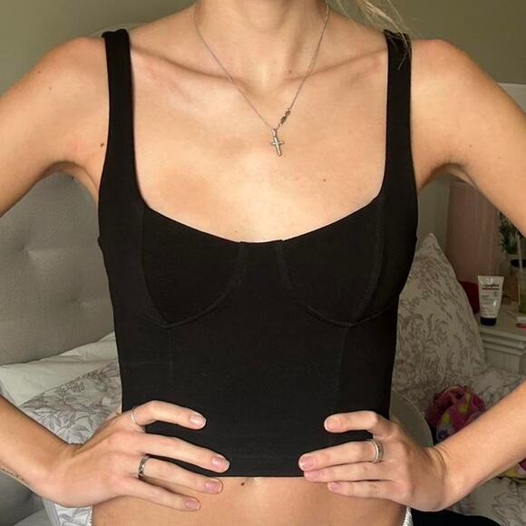 Zara Women's Bustier Crop Tank Top Black - Picture 6 of 7